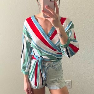 Zara cropped wrap top multicolored